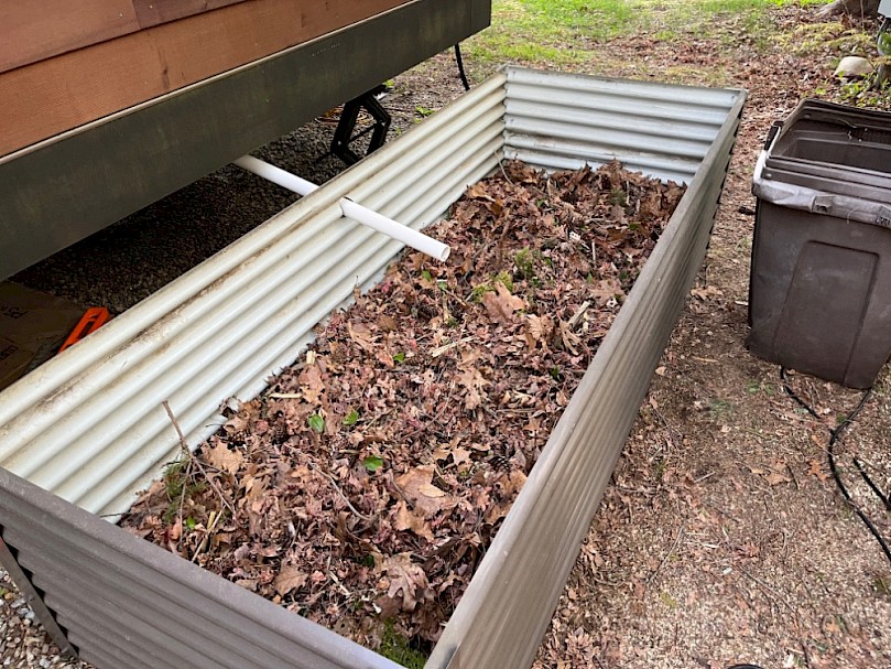 Filling the raised mulch basin