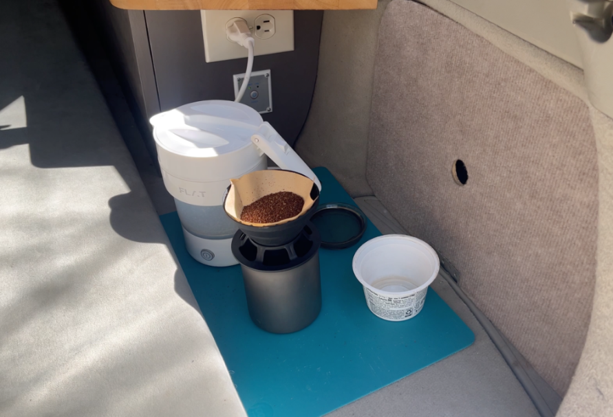 Prius Camper pour-over coffee