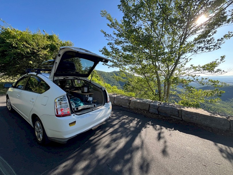 Prius camper on Skyline Drive